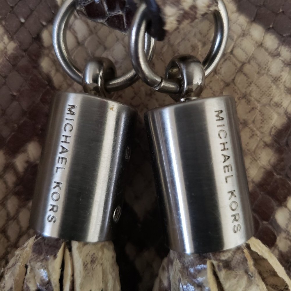 Michael Kors - Reptile print hobo bag, tassels w/silver hardware - Picture 6 of 13